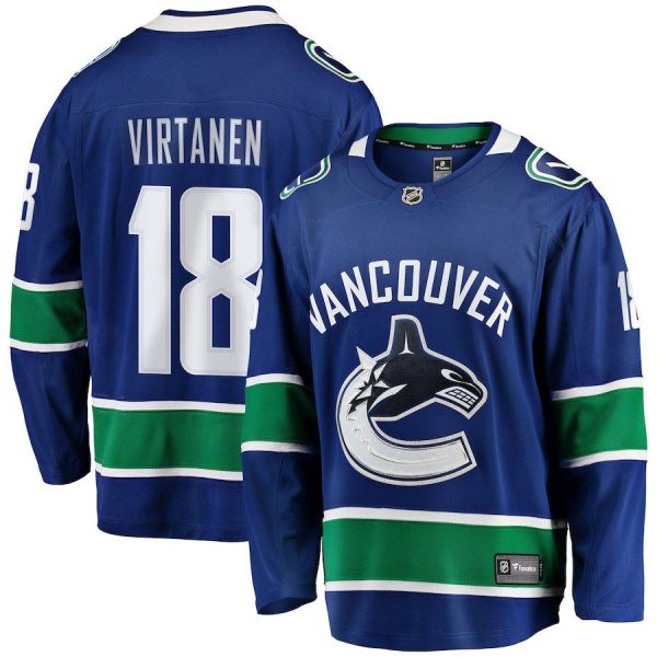 Men Vancouver Canucks Jake Virtanen Blue Breakaway Player Jersey