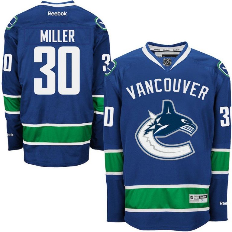 Men Vancouver Canucks Ryan Miller Reebok Blue Home Premier Jersey