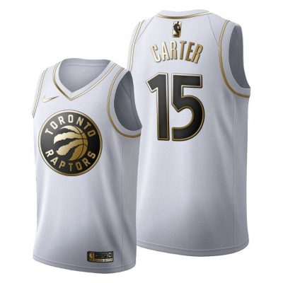 Men Vince Carter #15 Toronto Raptors Golden Edition White Jersey