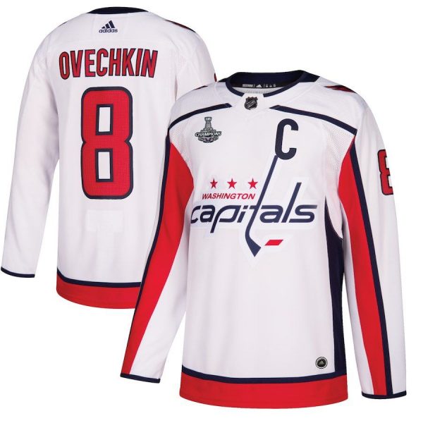 Men Washington Capitals Alexander Ovechkin White 2018 Stanley Cup Champions Away Patch Player Jersey