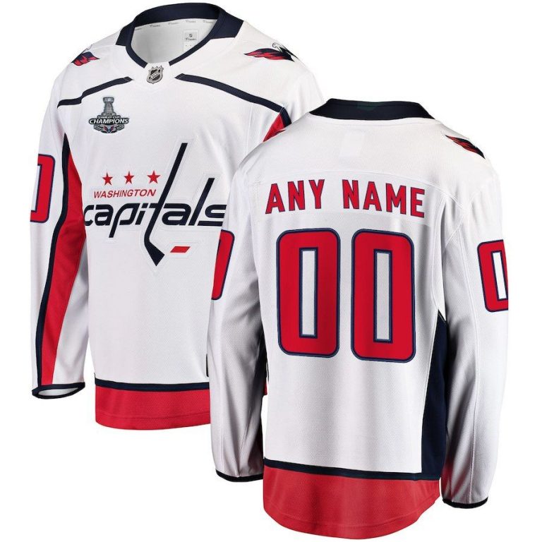 Men Washington Capitals White 2018 Stanley Cup Champions Away Breakaway Custom Jersey