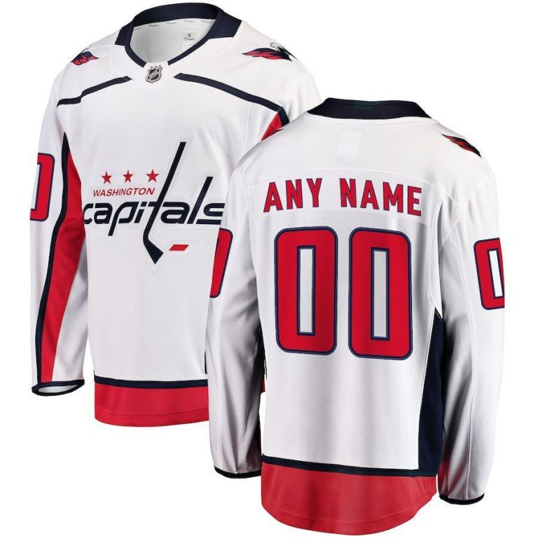 Men Washington Capitals White Away Breakaway Custom Jersey