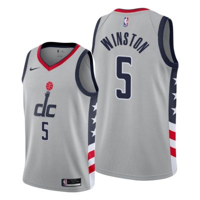 Men Washington Wizards #5 Cassius Winston Gray 2020-21 City Edition Jersey