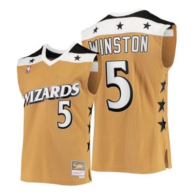 Men Washington Wizards Cassius Winston Rare Vintage Gold Hwc Stars Jersey