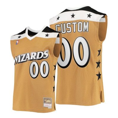 Men Washington Wizards Custom Rare Vintage Gold Hwc Stars Jersey