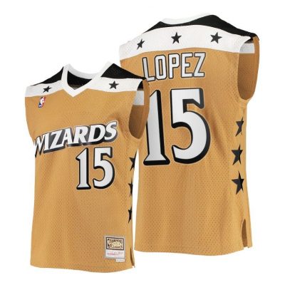 Men Washington Wizards Robin Lopez Rare Vintage Gold Hwc Stars Jersey