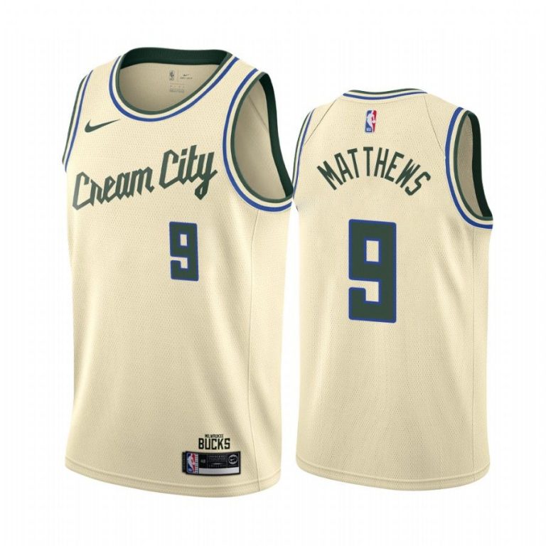 Men Wesley Matthews Milwaukee Bucks #9 Cream 2019-20 City Edition Jersey