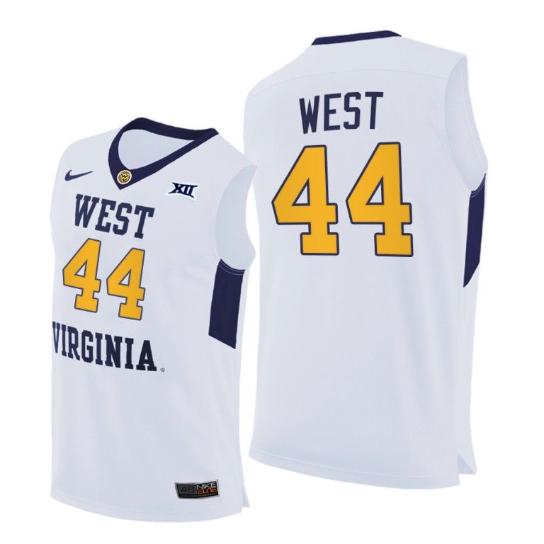 Men West Virginia Mountaineers Jerry West #44 White Home Jersey