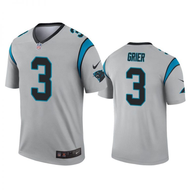 Men Will Grier Carolina Panthers Silver Inverted Legend Jersey