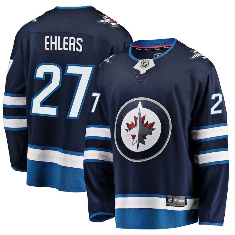 Men Winnipeg Jets Nikolaj Ehlers Navy Breakaway Replica Jersey