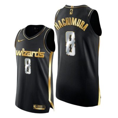 Men Wizards #8 Rui Hachimura Black Golden Edition 2020-21 Jersey Limited