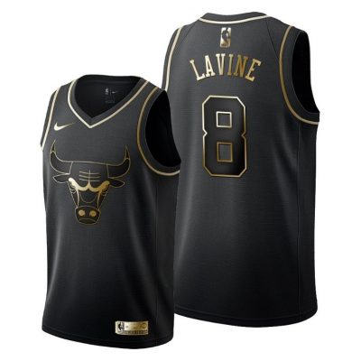 Men Zach LaVine Chicago Bulls #8 Black Golden Edition Jersey