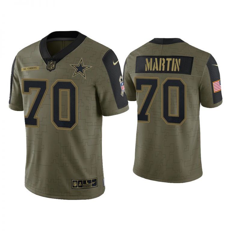 Men Zack Martin Dallas Cowboys Olive 2021 Salute To Service Limited Jersey