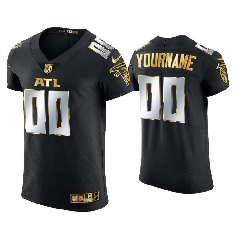 Men coustom Atlanta Falcons Black Golden Edition Elite Jersey