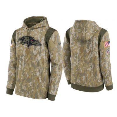 Men's Baltimore Ravens Camo 2021 Salute To Service Therma Performance Hoodie