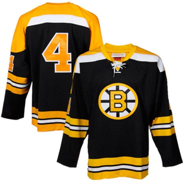 Mens Boston Bruins Bobby Orr Black Throwback Vintage Jersey