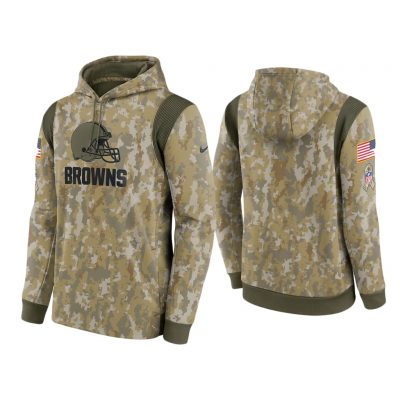 Men's Cleveland Browns Camo 2021 Salute To Service Therma Performance Hoodie