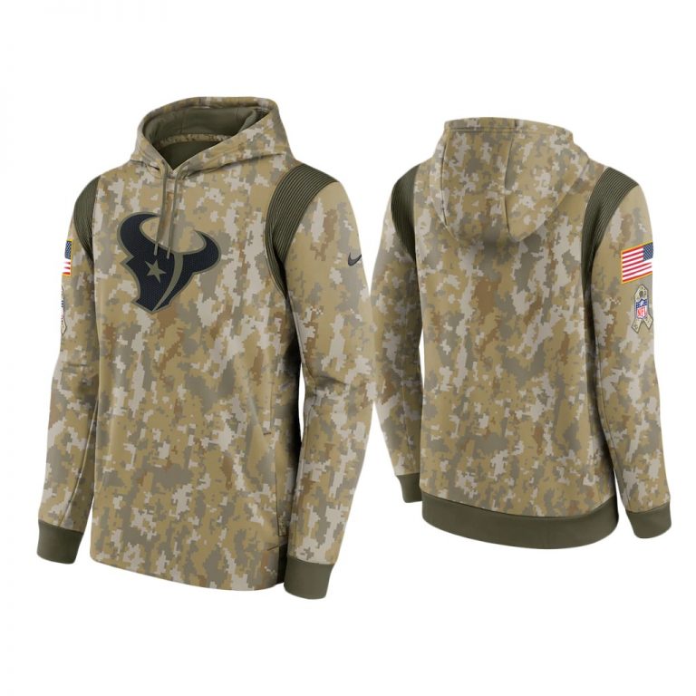 Men's Houston Texans Camo 2021 Salute To Service Therma Performance Hoodie