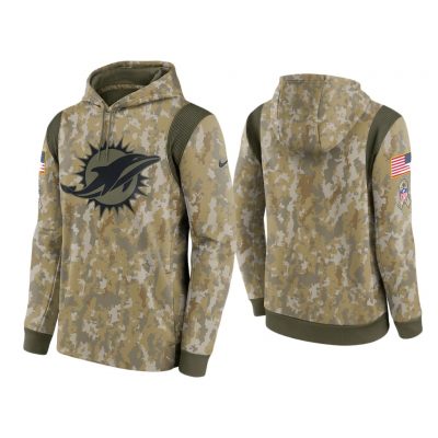Men's Miami Dolphins Camo 2021 Salute To Service Therma Performance Hoodie