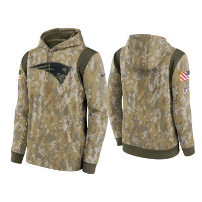 Men's New England Patriots Camo 2021 Salute To Service Therma Performance Hoodie