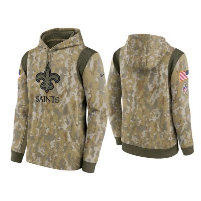 Men's New Orleans Saints Camo 2021 Salute To Service Therma Performance Hoodie
