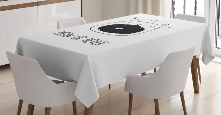 Meow Or Never Word Fangs 3D Printed Tablecloth Table Decor Home Decor