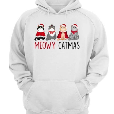 Meowy Catmas Christmas Fluffy Cat Personalized Hoodie Sweatshirt