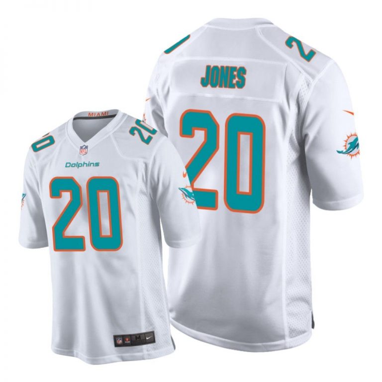 Miami Dolphins #20 White Men Reshad Jones Game Jersey