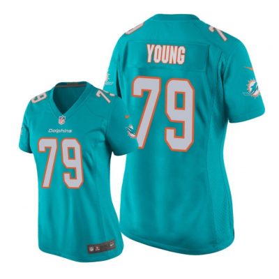 Miami Dolphins #79 Aqua Sam Young Game Jersey - Women