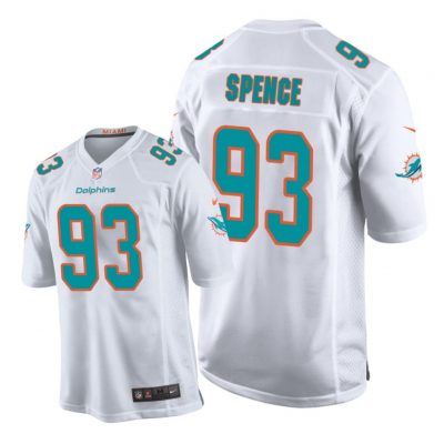 Miami Dolphins #93 White Men Akeem Spence Game Jersey