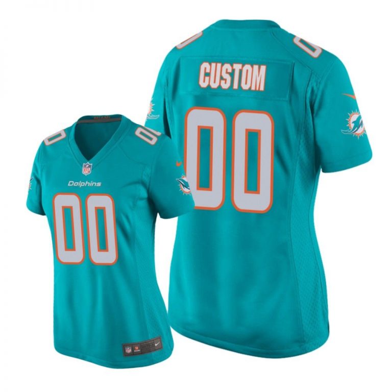 Miami Dolphins # Aqua Custom Game Jersey - Women