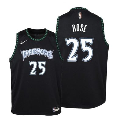 Minnesota Timberwolves 2018-19 Derrick Rose #25 Hardwood Classics Black Jersey - Youth