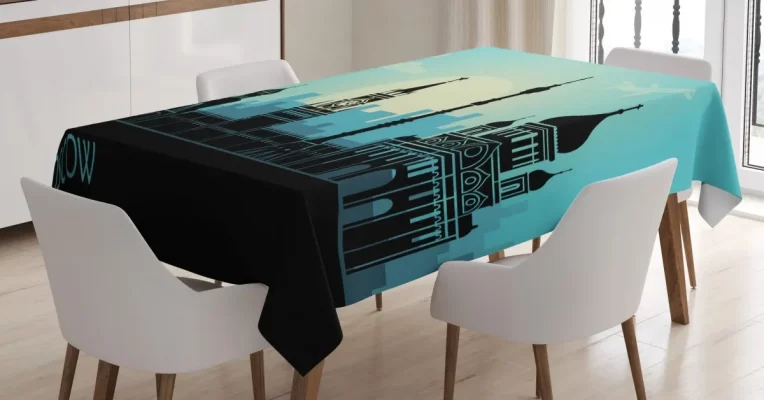 Moscow City Line Skyline 3D Printed Tablecloth Table Decor Home Decor