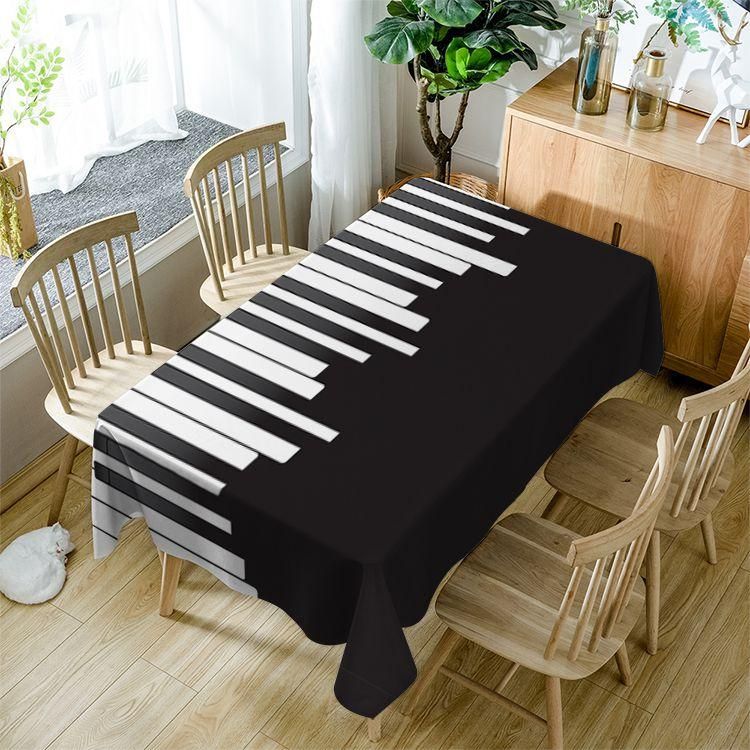 Music Piano Black White Keys Rectangle Tablecloth Table Decor Home Decor