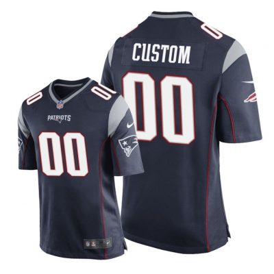New England Patriots #00 Navy Men Custom Game Jersey