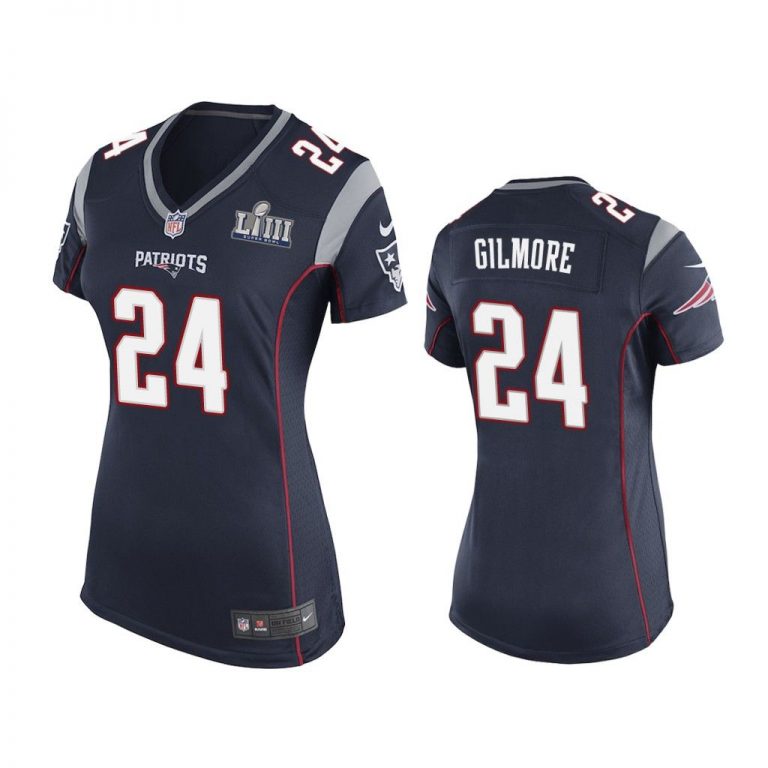 New England Patriots #24 Navy Stephon Gilmore Game Jersey - Women