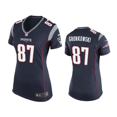 New England Patriots #87 Navy Rob Gronkowski Game Jersey - Women
