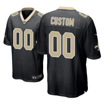 New Orleans Saints #00 Black Men Custom Game Jersey