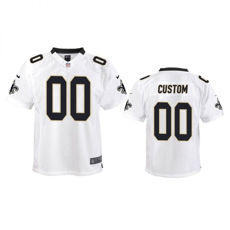 New Orleans Saints #00 White Custom Game Jersey - Youth