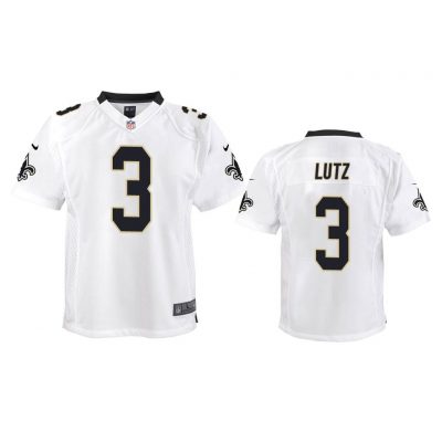 New Orleans Saints #3 White Wil Lutz Game Jersey - Youth