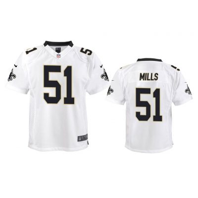 New Orleans Saints #51 White Sam Mills Game Jersey - Youth