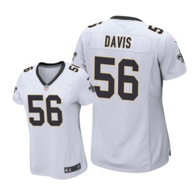 New Orleans Saints #56 White Demario Davis Game Jersey - Women