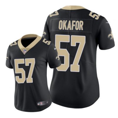 New Orleans Saints #57 Black Alex Okafor Game Jersey - Women
