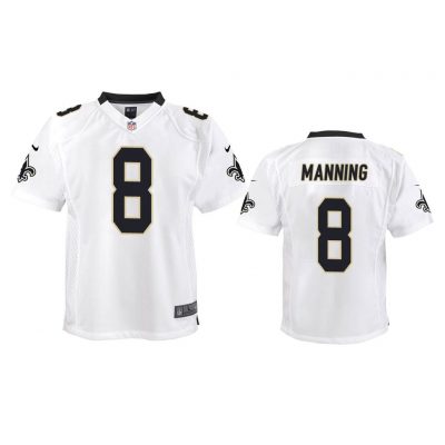 New Orleans Saints #8 White Archie Manning Game Jersey - Youth