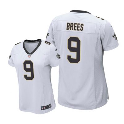 New Orleans Saints #9 White Drew Brees Game Jersey - Women