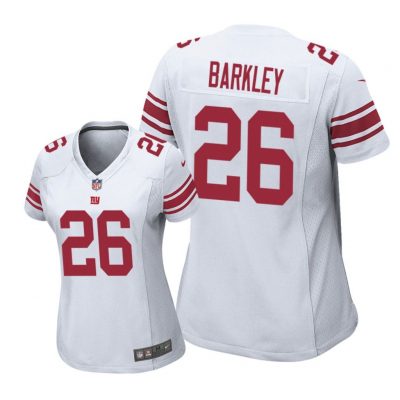 New York Giants #26 White Saquon Barkley Game Jersey - Women
