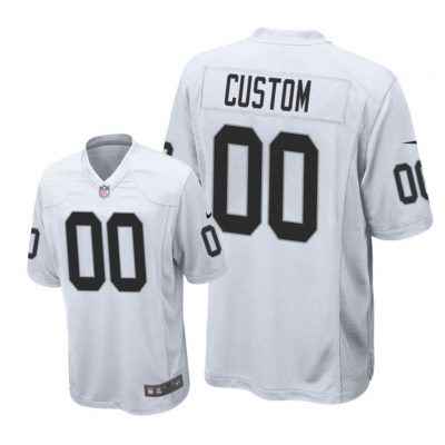 Oakland Raiders #00 White Men Custom Game Jersey