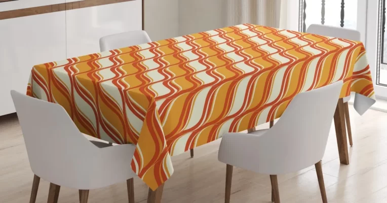 Ornate Wavy Lines 3D Printed Tablecloth Table Decor Home Decor