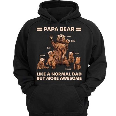 Papa Bear And Kids Personalized Hoodie Sweatshirt