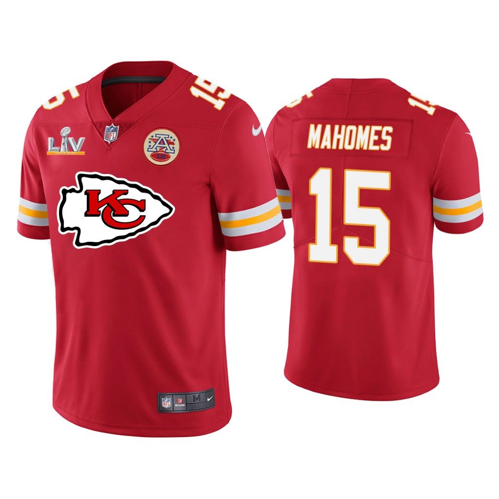 Patrick Mahomes Kansas City Chiefs Super Bowl LV Red Team Logo Jersey ...
